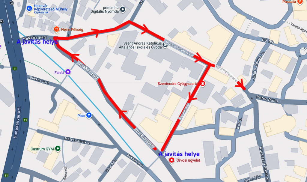 Hibaelhárítási munkát végez a DMRV december 23-án a belvárosban