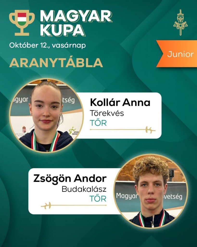 Budakalászi vívó az élmezőnyben: aranyérem a junior tőrözők válogatóján