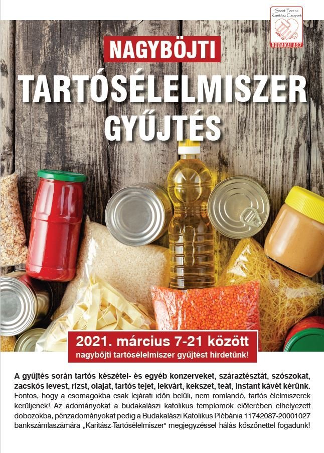 Tart a nagyböjti élelmiszer gyűjtés a Szent Ferenc Karitásznál