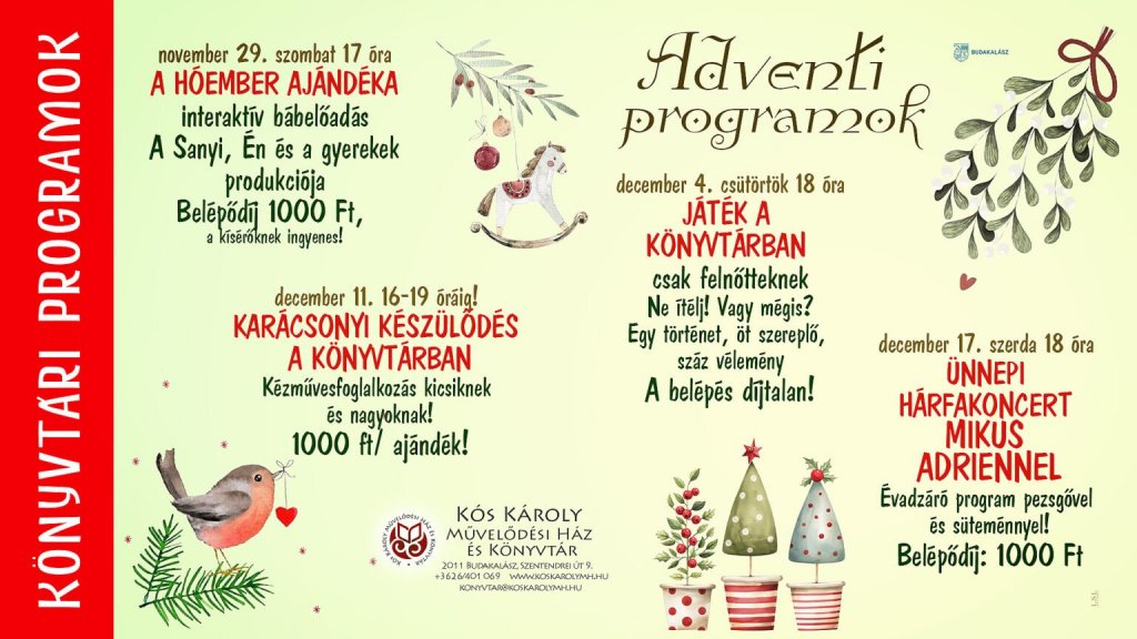 Esti játék a könyvtárban – adventi program felnőtteknek Budakalászon