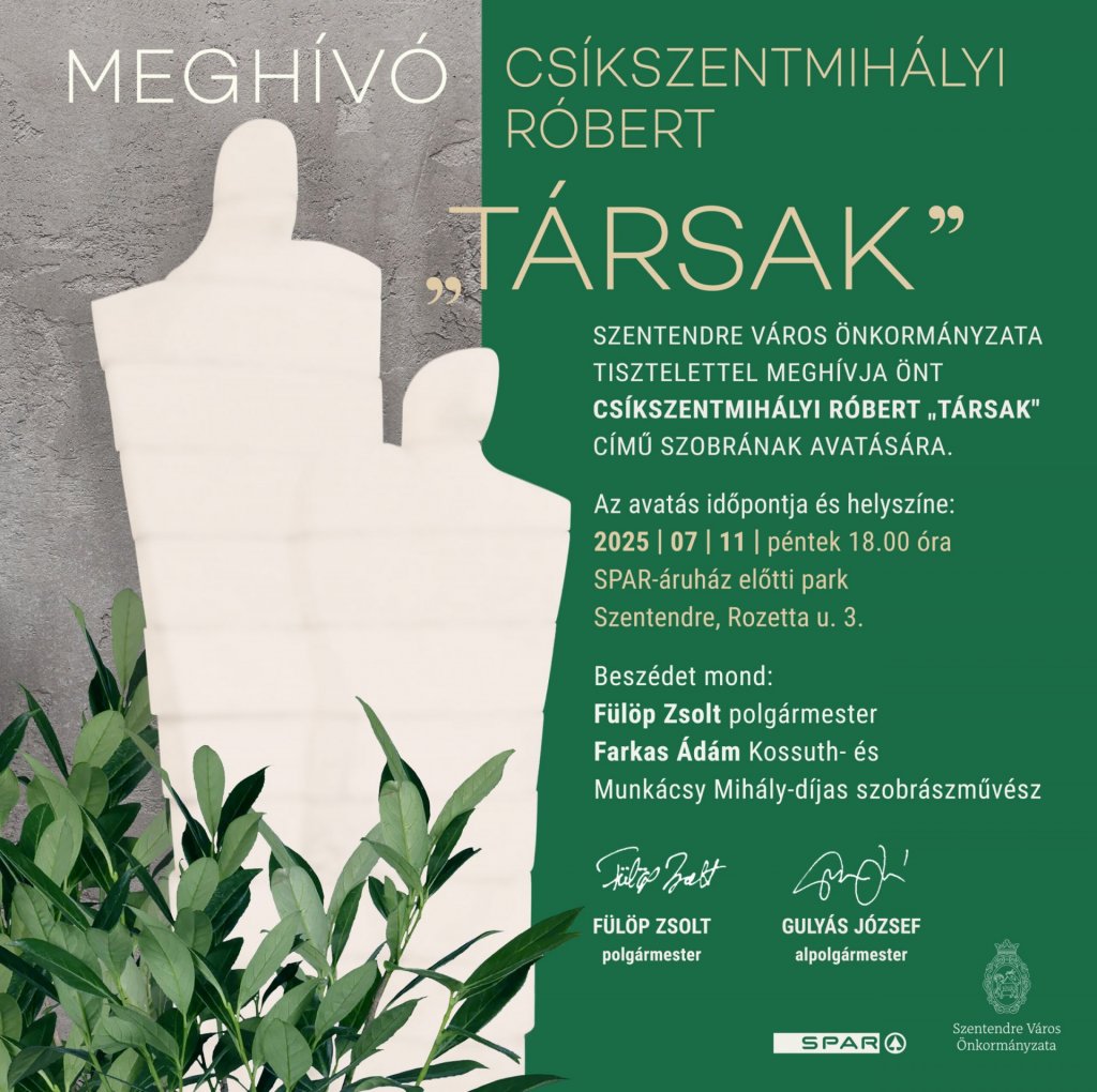 Július 11-én avatják fel Csíkszentmihályi Róbert Társak című szobrát.
