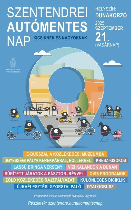 A környezetbarát közlekedésről kicsiknek-nagyoknak: szeptember 21-én Autómentes Nap Szentendrén