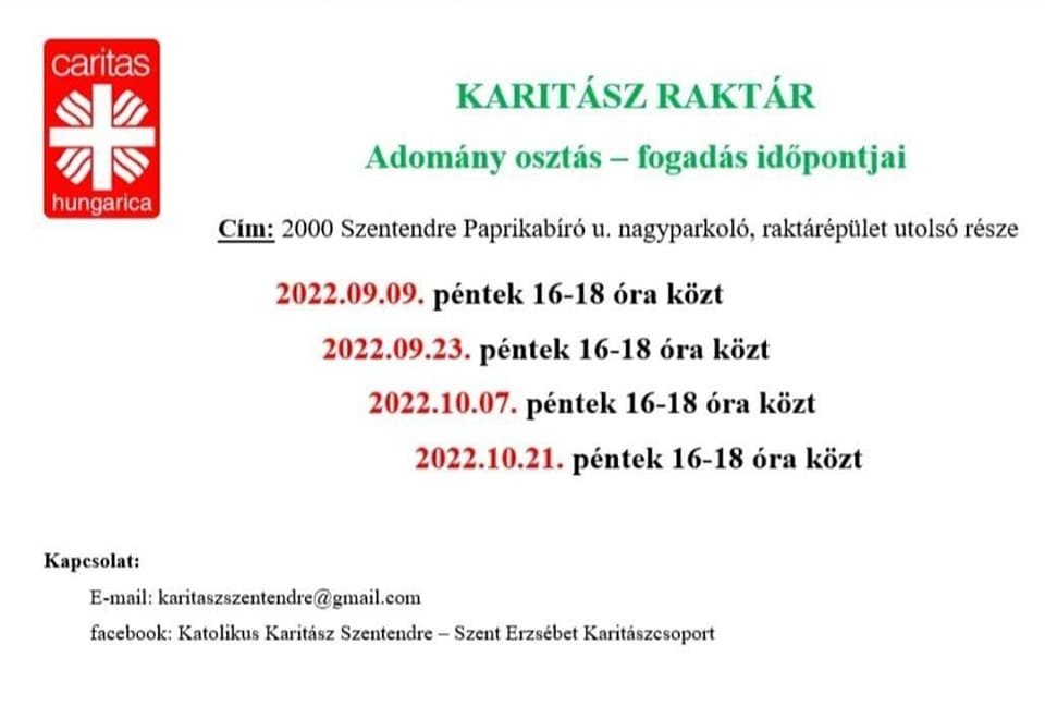 Adományosztást és fogadást szervez a Szent Erzsébet Karitászcsoport