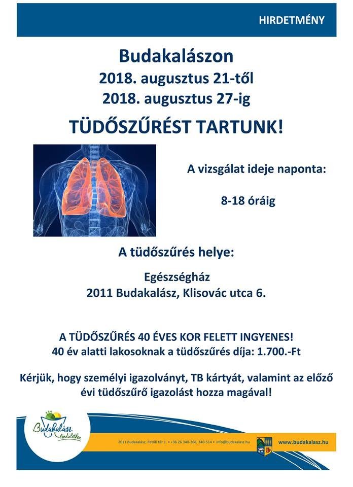 Fontos a megelőzés - Tüdőszűrés Budakalászon!