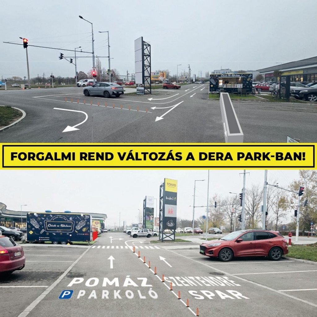 Forgalmi rend változás a DERA Park parkolójában