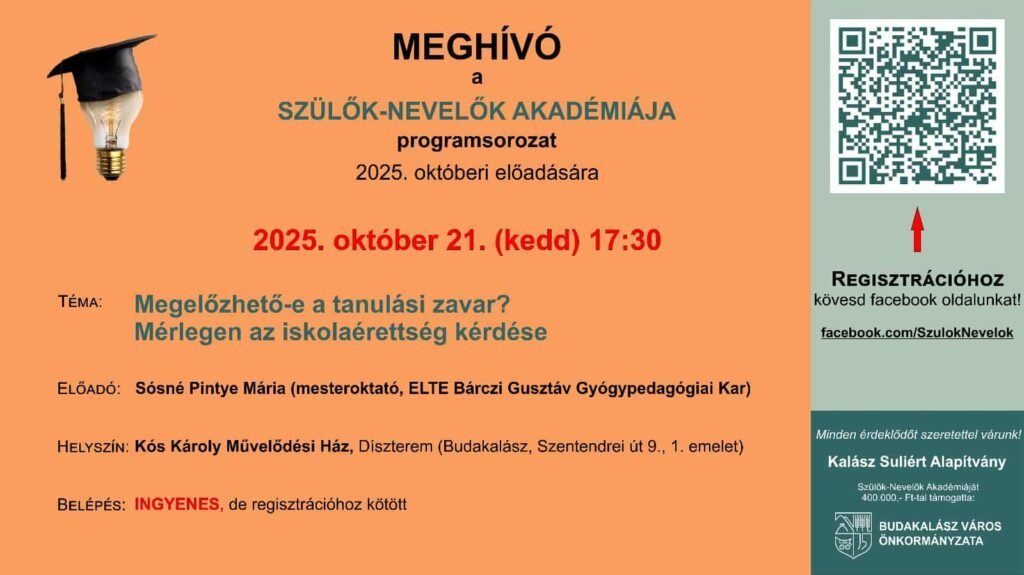 Szülők-Nevelők Akadémiája – középpontban a tanulási nehézségek megelőzése és az iskolaérettség kérdései