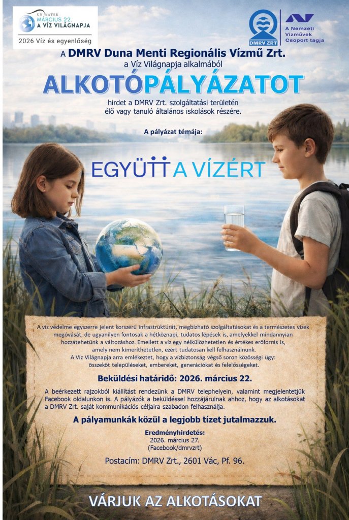 Alkotópályázat általános iskolásoknak: „Együtt a vízért”