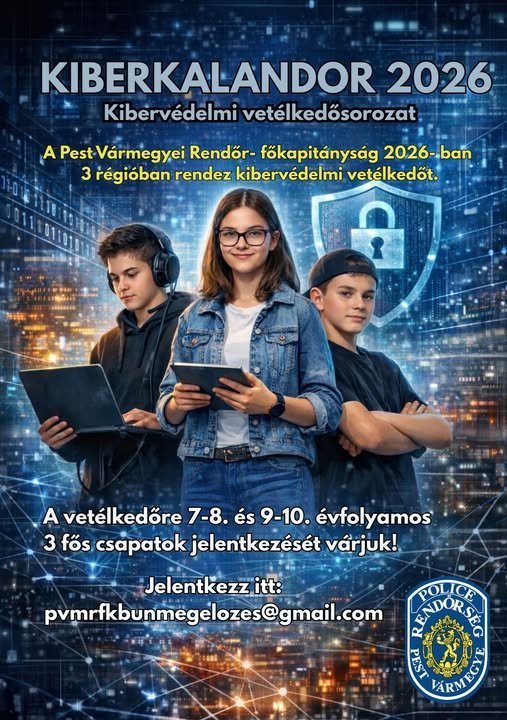 KiberKalandor 2026 – Kibervédelmi vetélkedősorozat indul Pest vármegyében