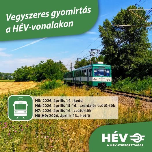 Gyomirtás a H5-ös HÉV vonalán – 2026. április 14-én