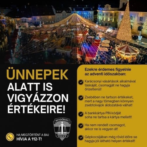 Fokozott rendőri ellenőrzés a karácsonyi vásárokon