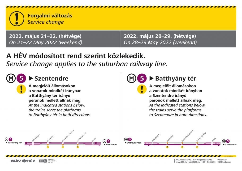 Változik a H5-ös HÉV megállási rendje a hétvégén