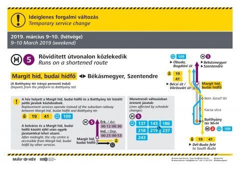 A H5-ös HÉV rövidített útvonalon közlekedik március 9-én és 10-én