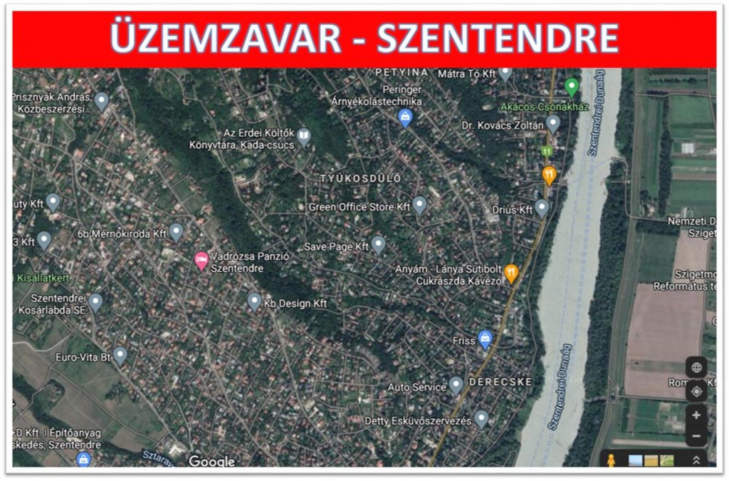 Ma kora reggel eltörött egy töltővezeték Szentendrén, a Cseresznyés úton.