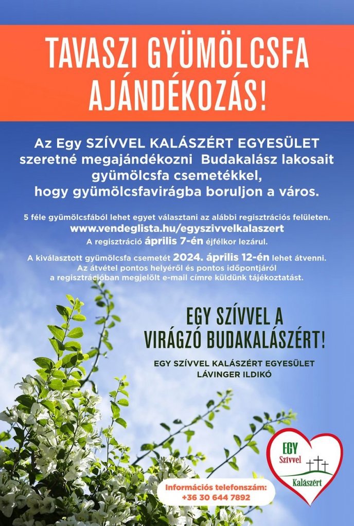 Gyümölcsfákat ajándékoz az Egy Szívvel Kalászért Egyesület