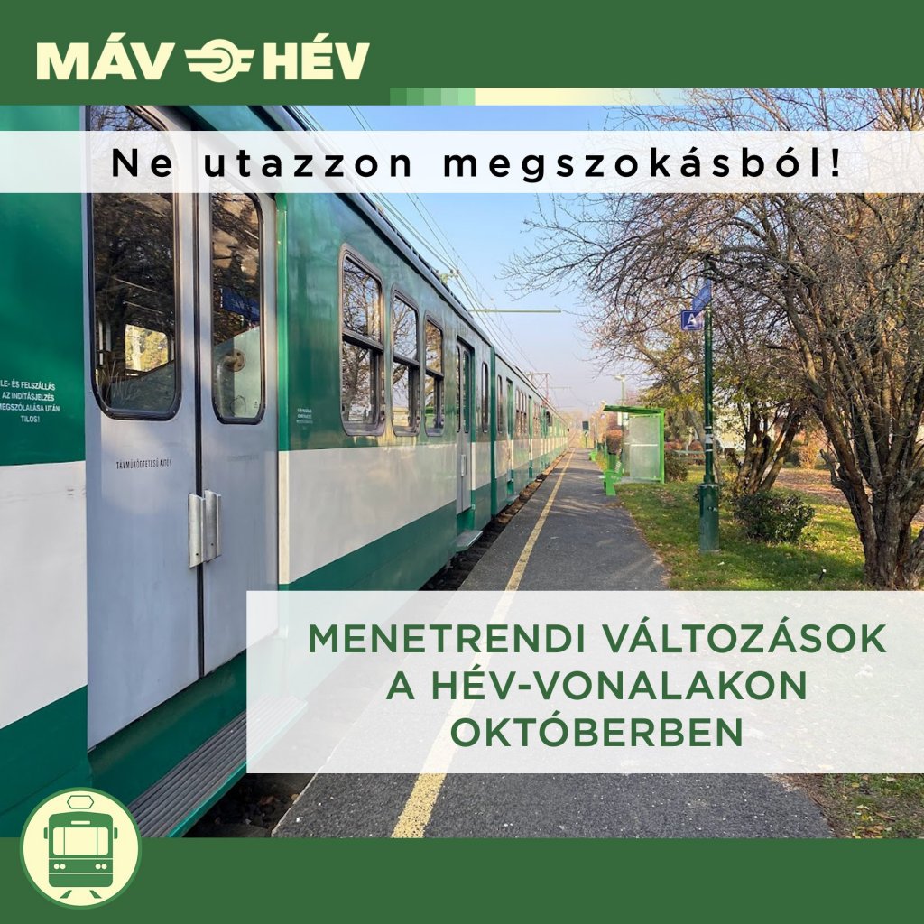 Az utasok figyeljék az októberi HÉV-közlekedést