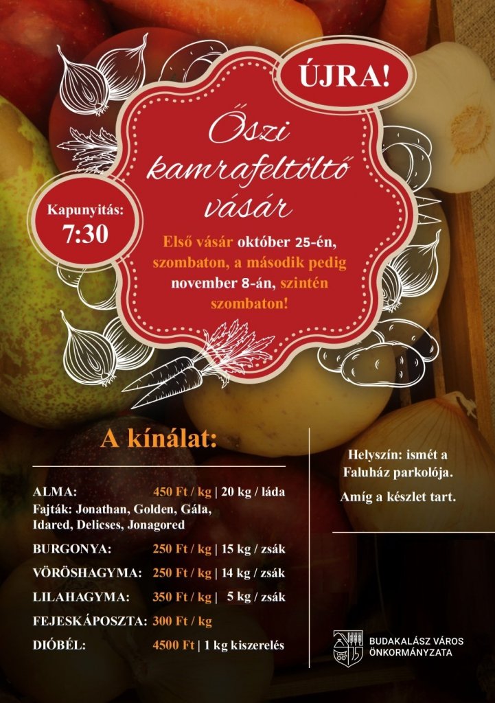 Friss szabolcsi termények érkeznek Budakalászra – újra Kamrafeltöltő vásár a hétvégén