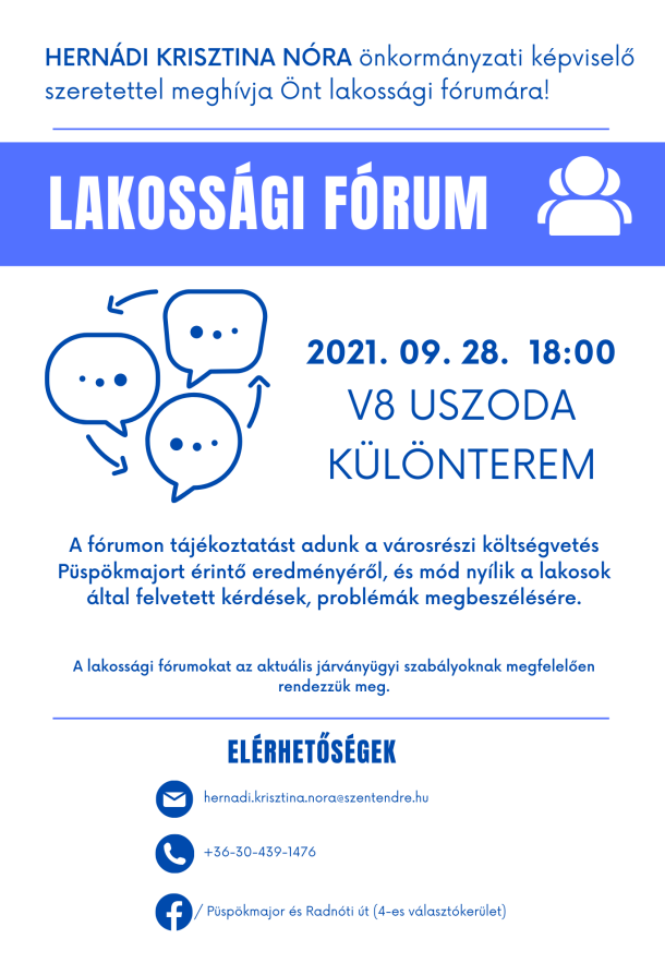 Lakossági fórum a Püspökmajor lakótelep körzetében