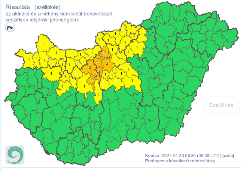 Narancs riasztást adtak ki Pest vármegyére is a viharos szél miatt 