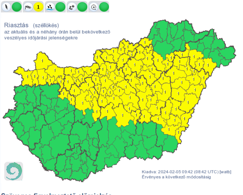 Viharos szélre figyelmeztet a Meteorológiai Szolgálat