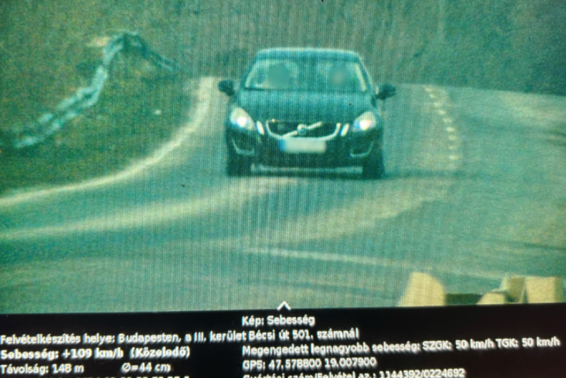 260 ezer forintos bírságba került a száguldás a Szentendrei úton