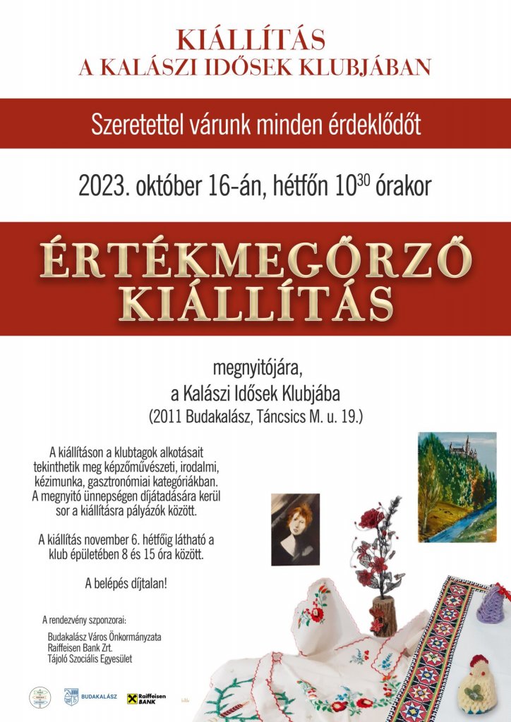 Kiállítás nyílik ma a Kalászi Idősek Klubjában