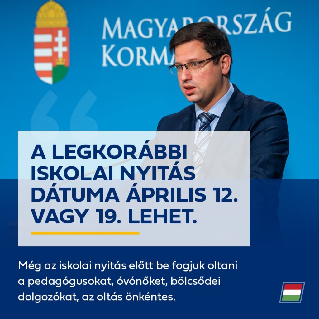 Gulyás Gergely: legkorábban április 12-én nyithatnak az iskolák, óvodák