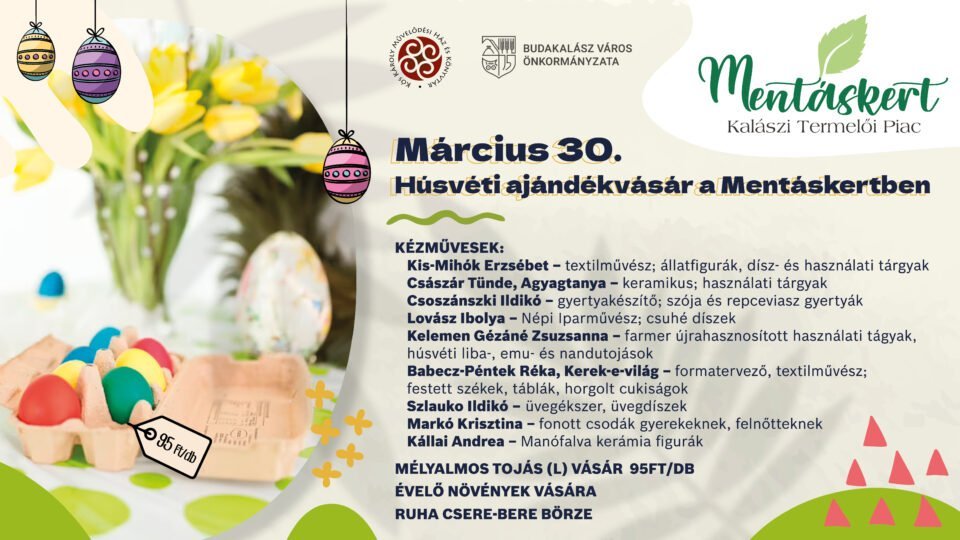 Húsvéti ajándékvásár a Mentáskertben
