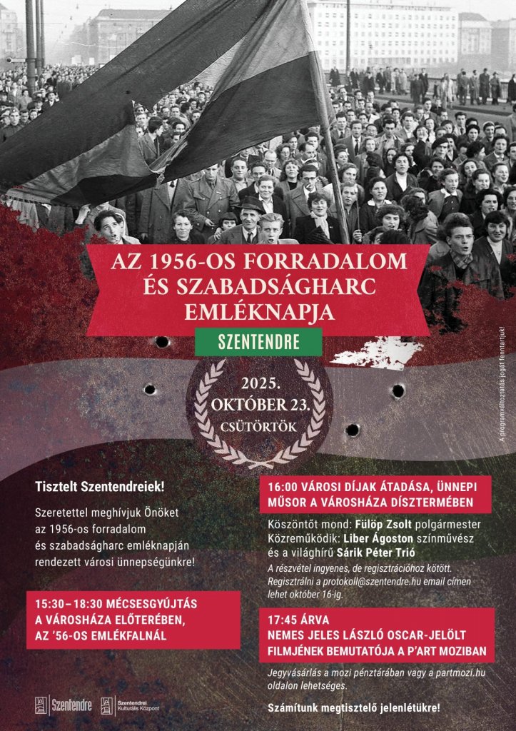 Ünnepi megemlékezés és városi díjátadó Szentendrén – tisztelet az ’56-os hősök előtt