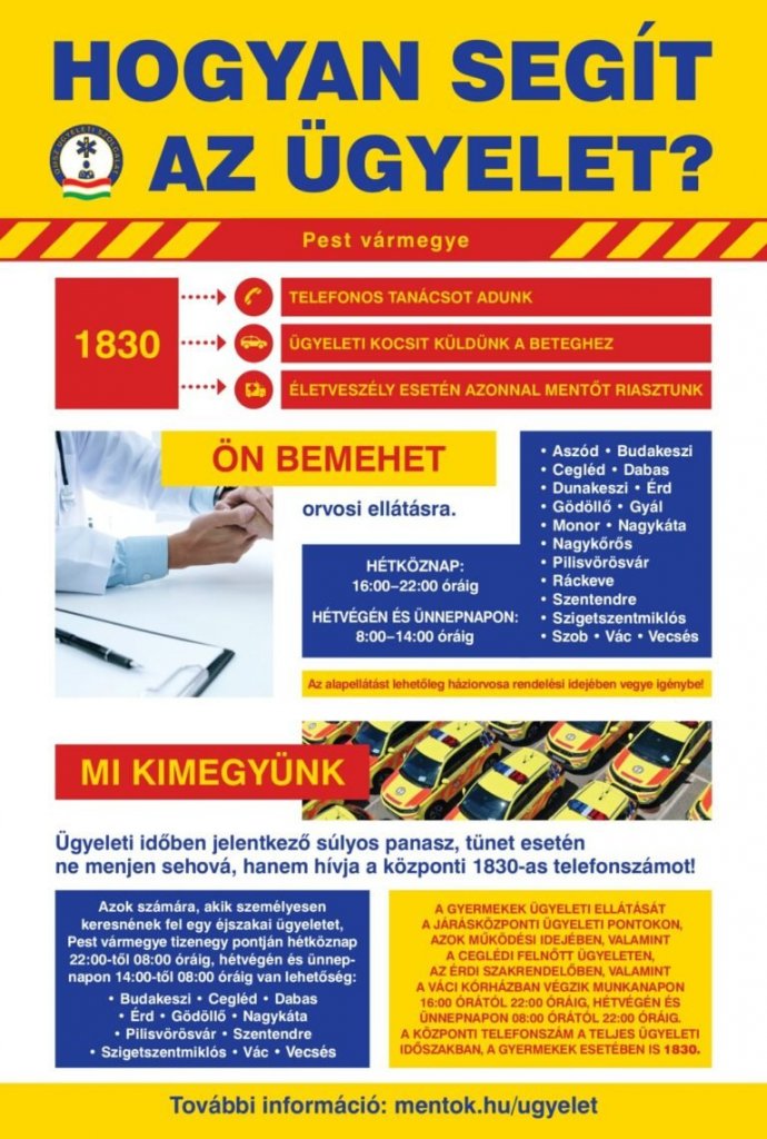 Mától az alapellátási ügyeletet a mentőszolgálat látja el