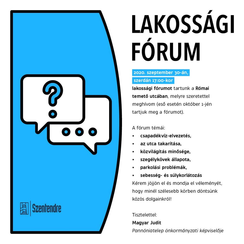 Lakossági fórum lesz a Római temető utcában