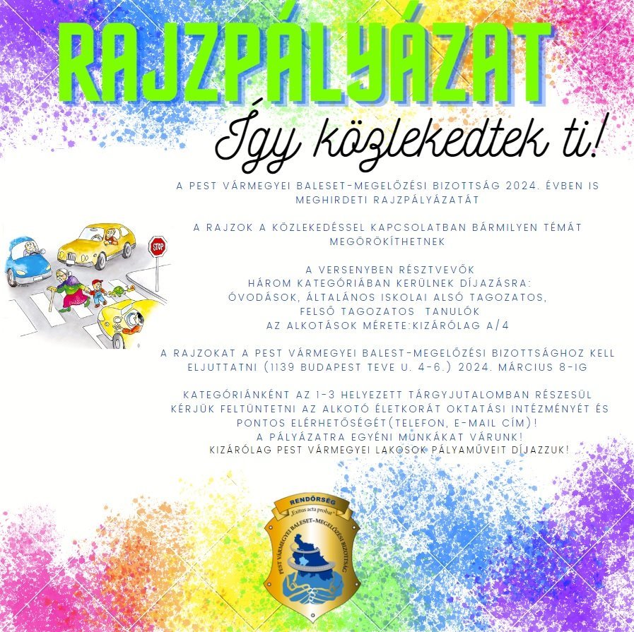 Rajzpályázatot hirdet a Pest Vármegyei Balesetmegelőzési Bizottság