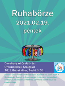 Ismét ruhabörzét tart a Dunakanyari Család- és Gyermekjóléti Intézmény Budakalászon  