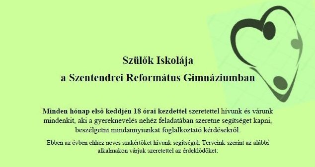 Szülők Iskolája a Szentendrei Református Gimnáziumban